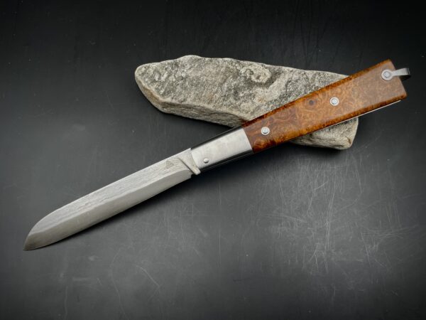 "Stylo" lame sandwich vieux fer et loupe d'amboine