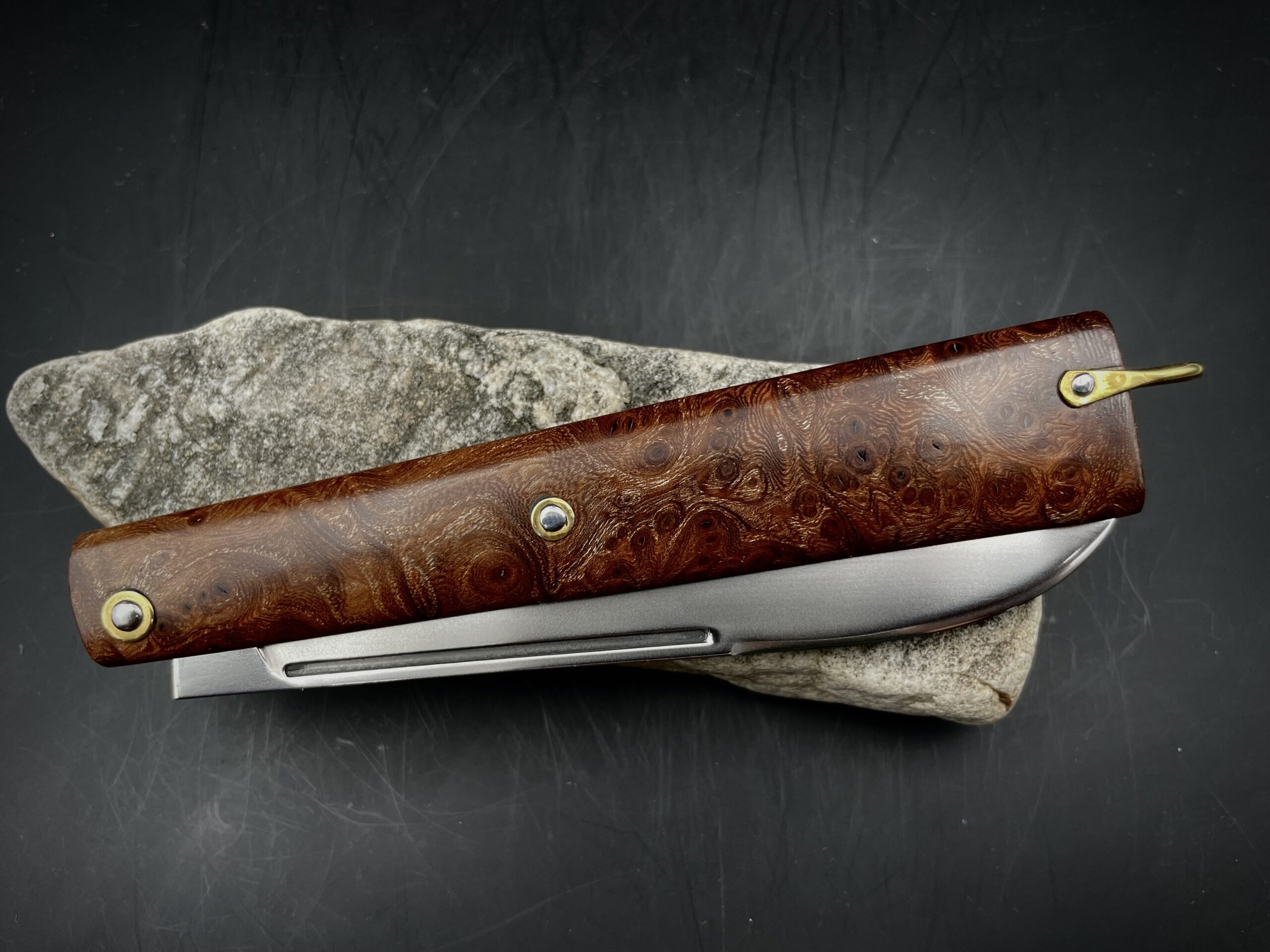 "Stylo" lame inox et loupe d'amboine – Image 5