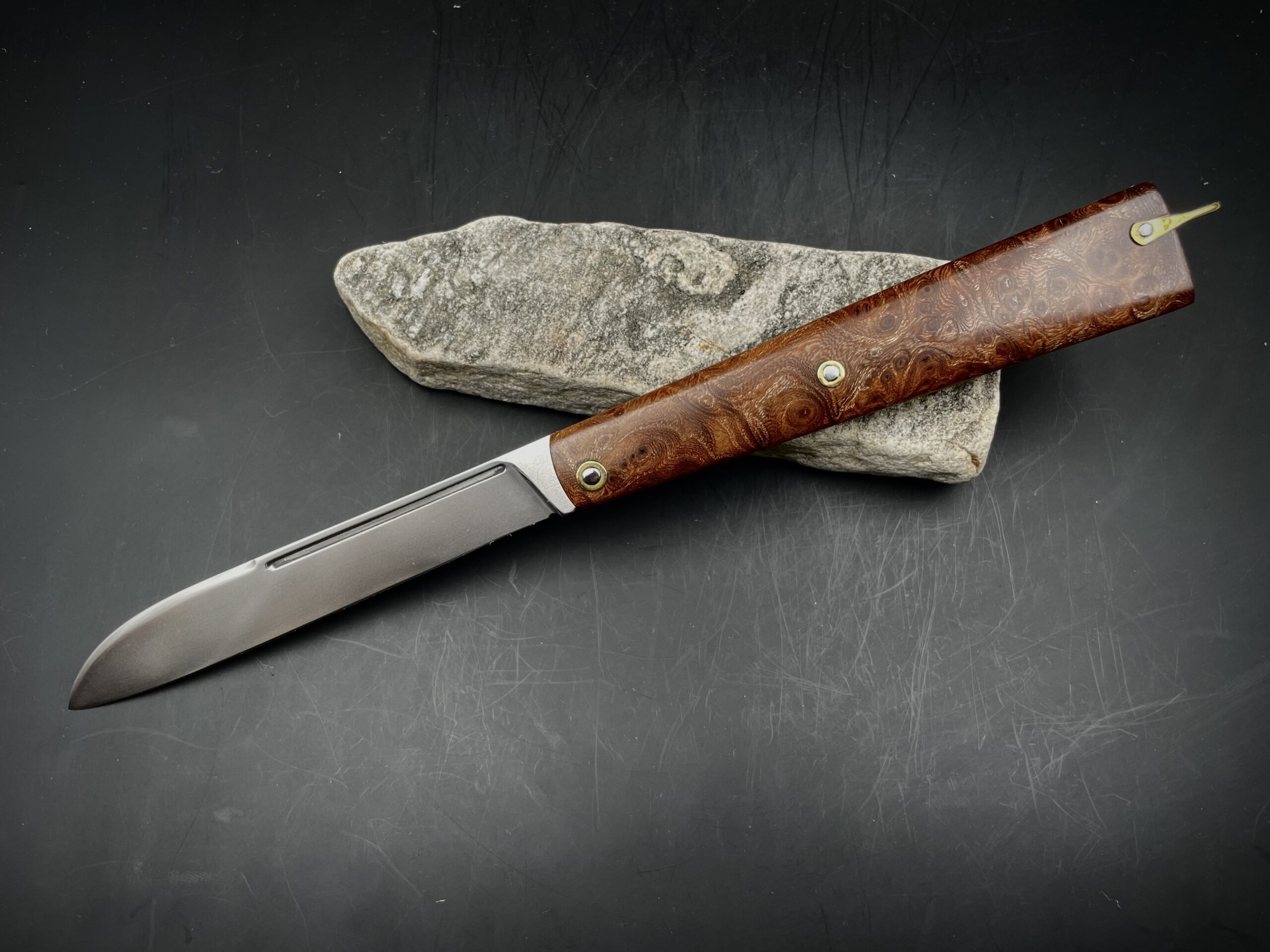 "Stylo" lame inox et loupe d'amboine