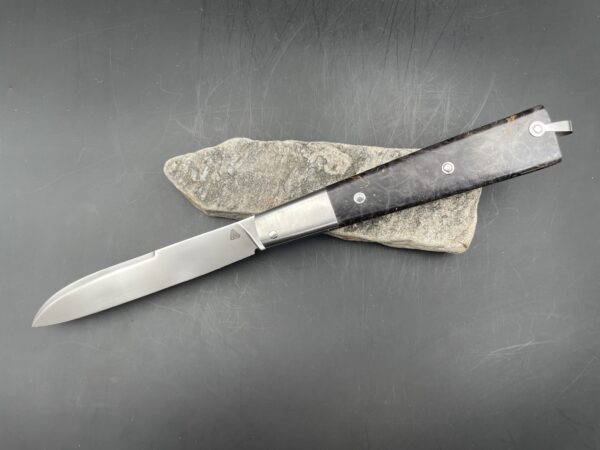 "Stylo" mitres inox  /lame inox14c28 et loupe d amboine noire